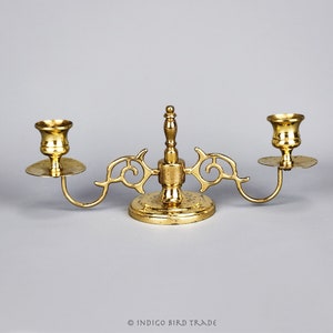 Baldwin Brass Candelabra for Two Taper Candles | Vintage Gold Candleholder Made in USA | Mid Century Candlestick Candle Holder Mantle Decor