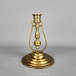 Vintage Brass Ship Gimbal Candle Holder Nautical Candlestick Chamberstick | Antique Gold Metal Adjustable Candleholder Beach House Decor