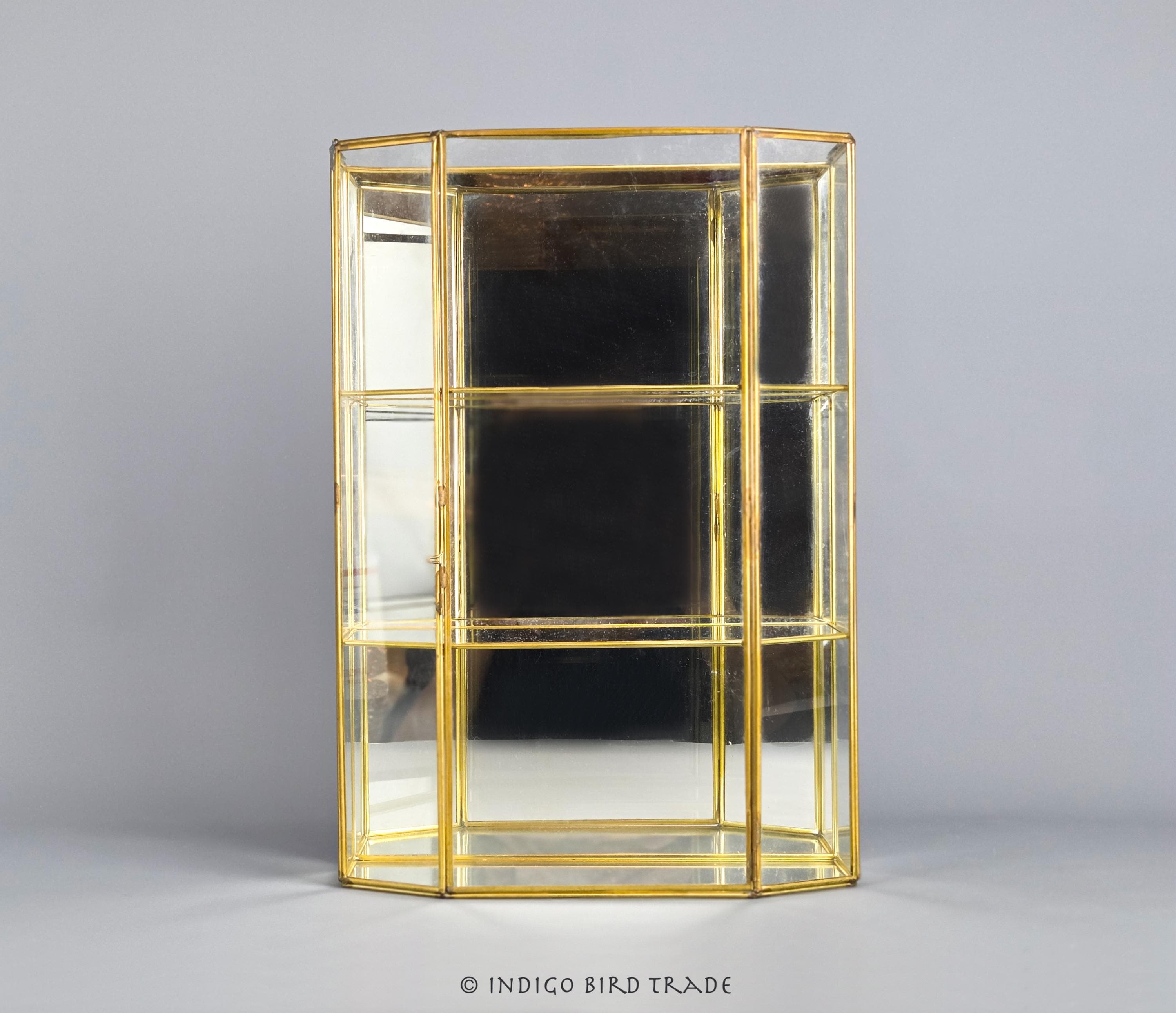 Vintage Brass Glass Shelves Display - Etsy