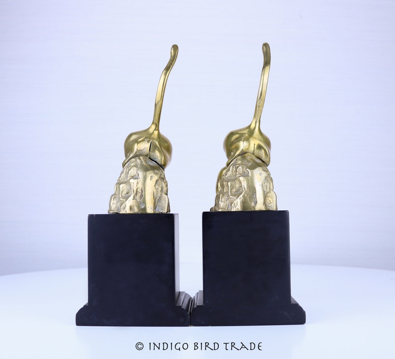 Art Deco Bookends Panther Brass With Wood Base Vintage Cat Etsy