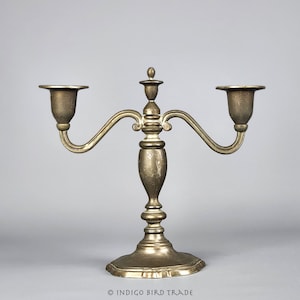 Vintage Silver Plated Candelabra | Antique Silver Metal Candleholders 2 Arms | Ornate Taper Candlestick Candle Holders Art Deco Style