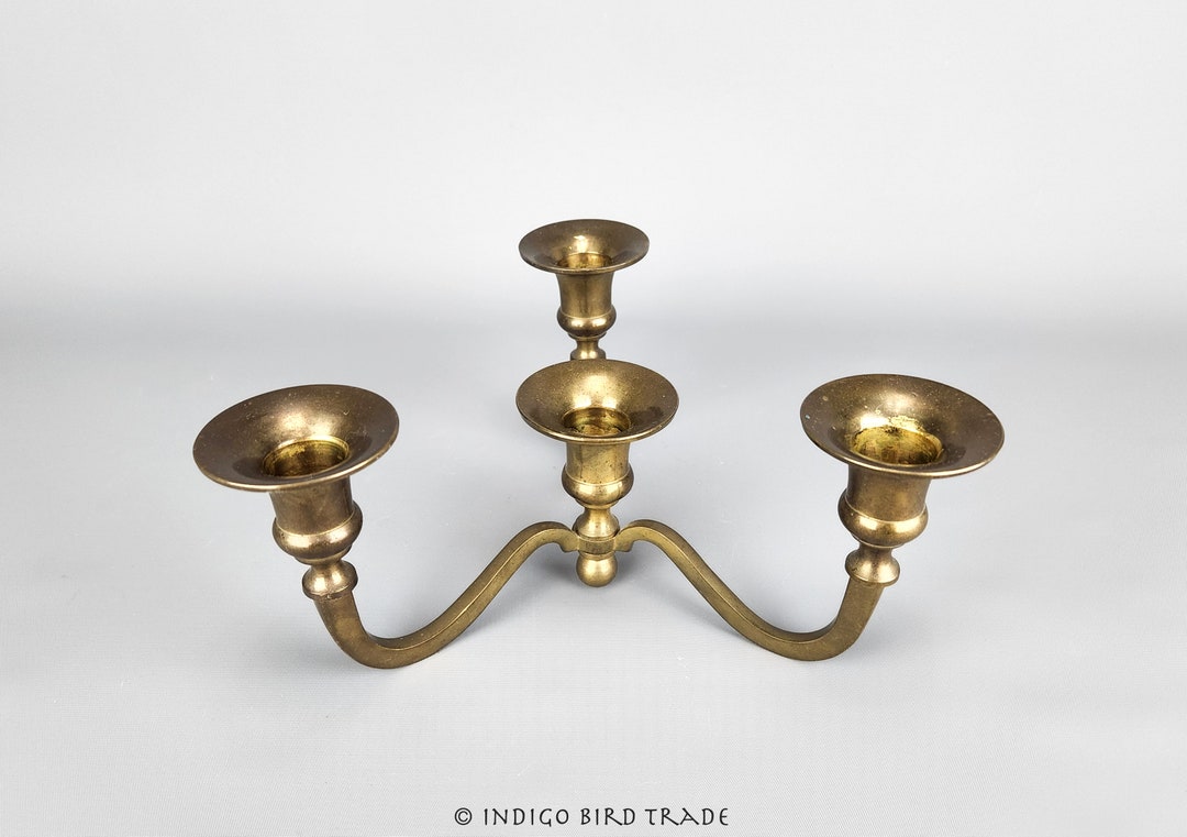 Vintage Solid Brass Ornate Candelabra 4 Arms Antique Bronze Metal