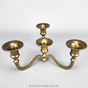Vintage Solid Brass Ornate Candelabra 4 Arms | Antique Bronze Metal Candle Holders Centerpiece | Dining Table Candlesticks Wedding Patina