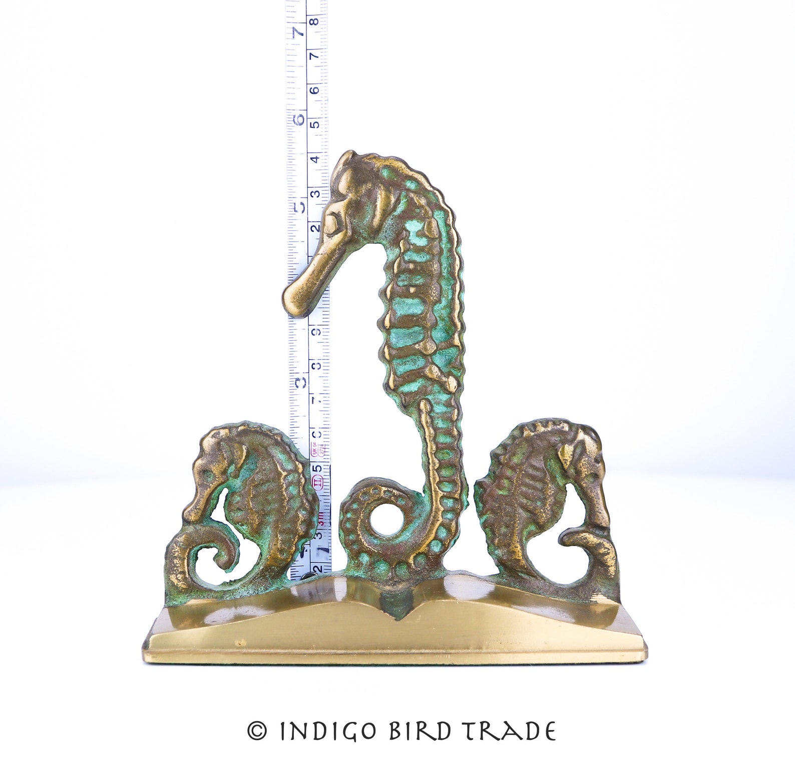 Vintage Pair of Brass Seahorse Trio Bookends With Patina Etsy UK