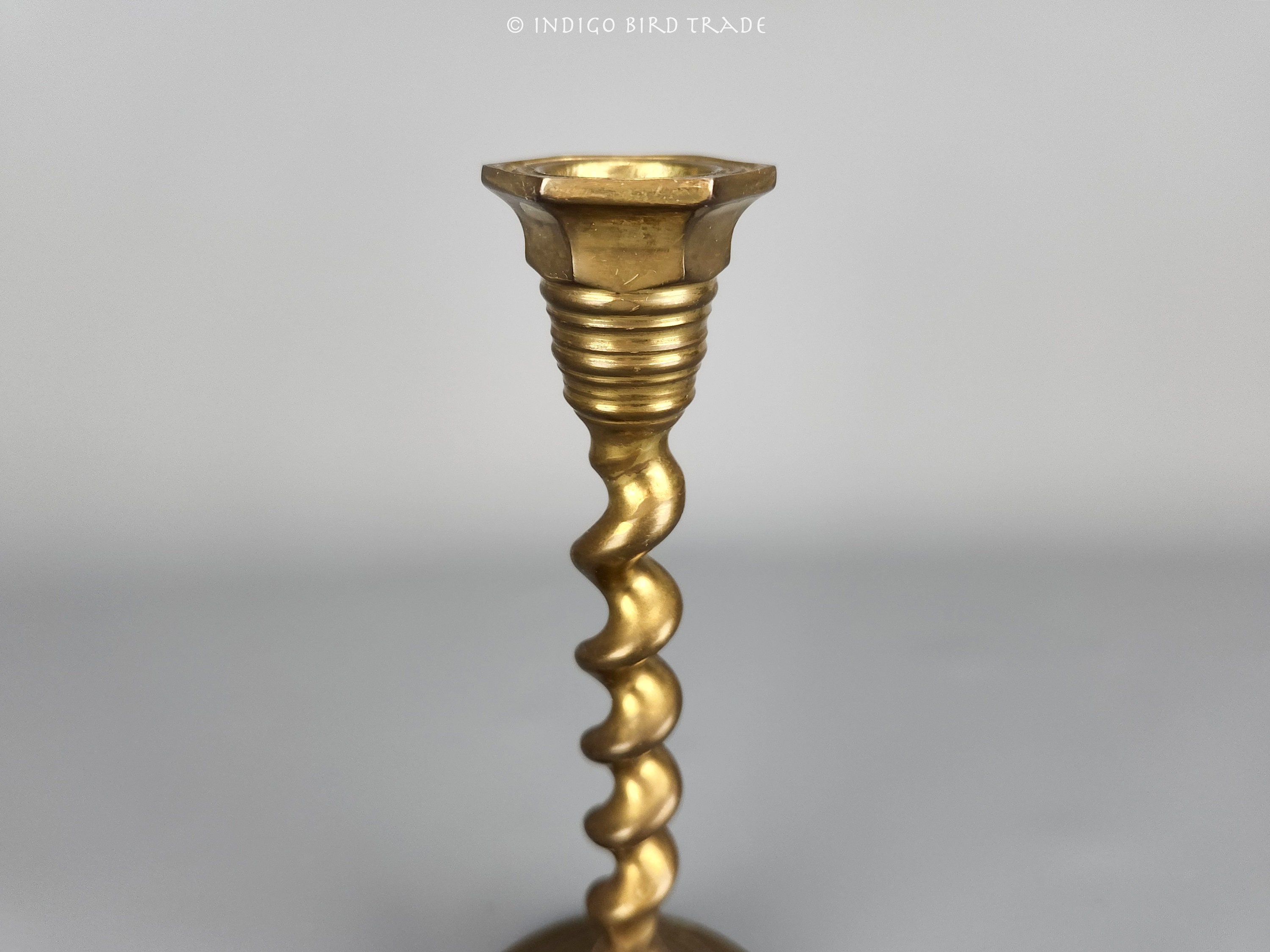 Antique Victorian barley twist wooden candlesticks with brass sconces Stock  Photo - Alamy