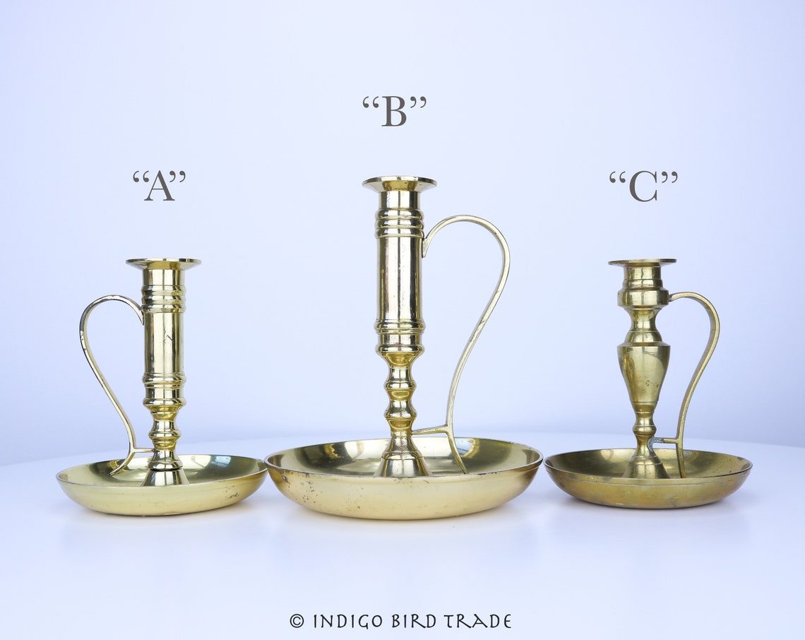 Vintage Brass Chamber Candlestick Antique Candle Holder With Etsy