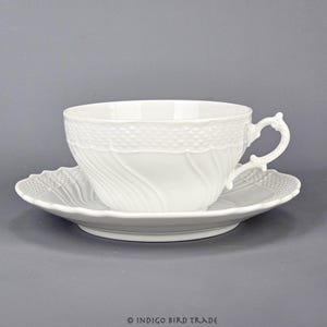 Vintage Italian Oversized White Porcelain Tea Cup and Saucer