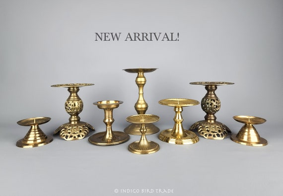 Vintage Brass Pillar Candle Holders Vintage Brass Pillar Candle Holders