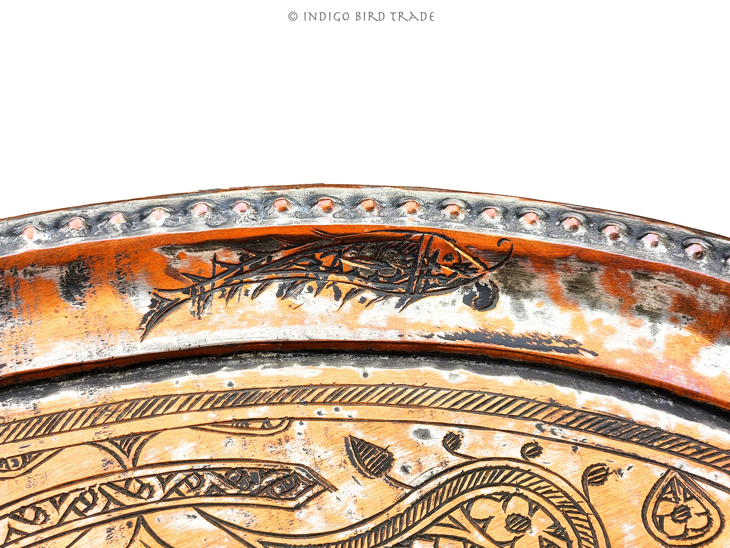 19th Century Middle Eastern Hand-etched Silver Plated Copper
