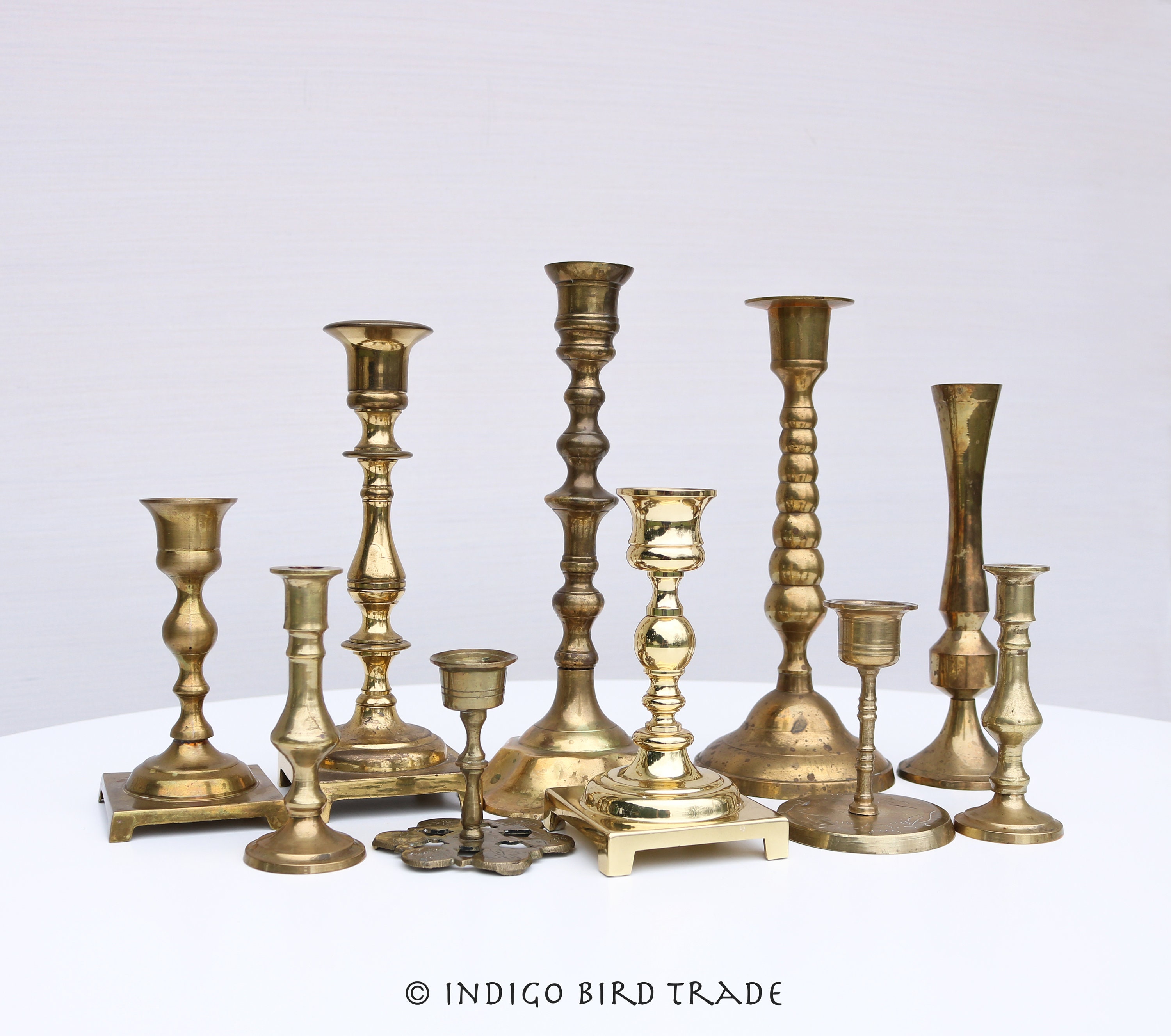 Lot of Brass Candle Holders Vintage Set Graduated Gold Etsy — free download