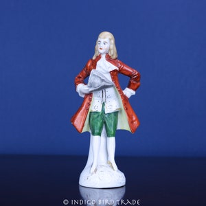 Antique Heubach German Porcelain Colonial Men Figurine Vintage Germany Victorian Era Gentlemen Bisque Doll Colonial Couple Statue Sculpture