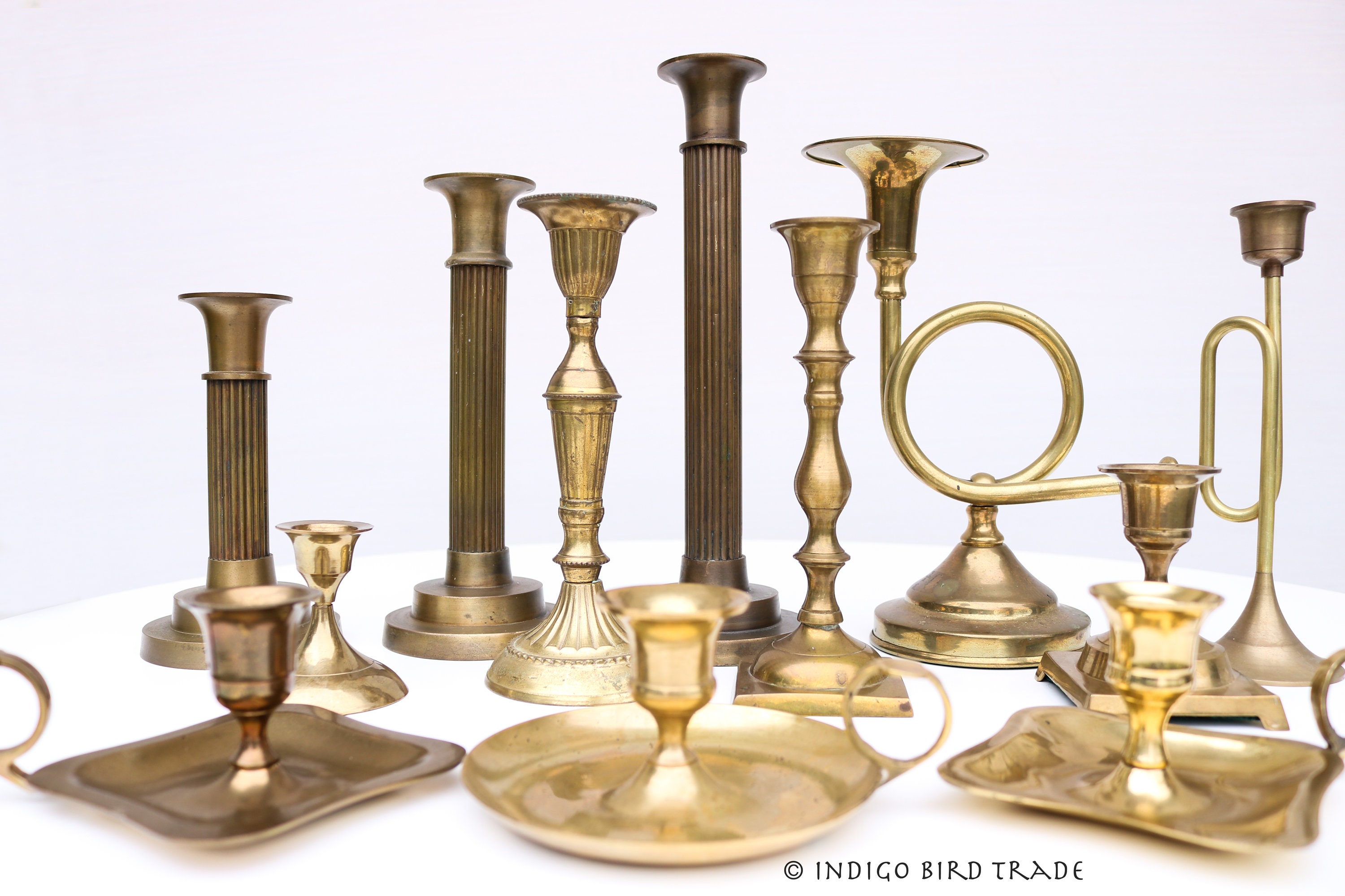 Collectibles Art & Collectibles A pair of vintage retro brass candle