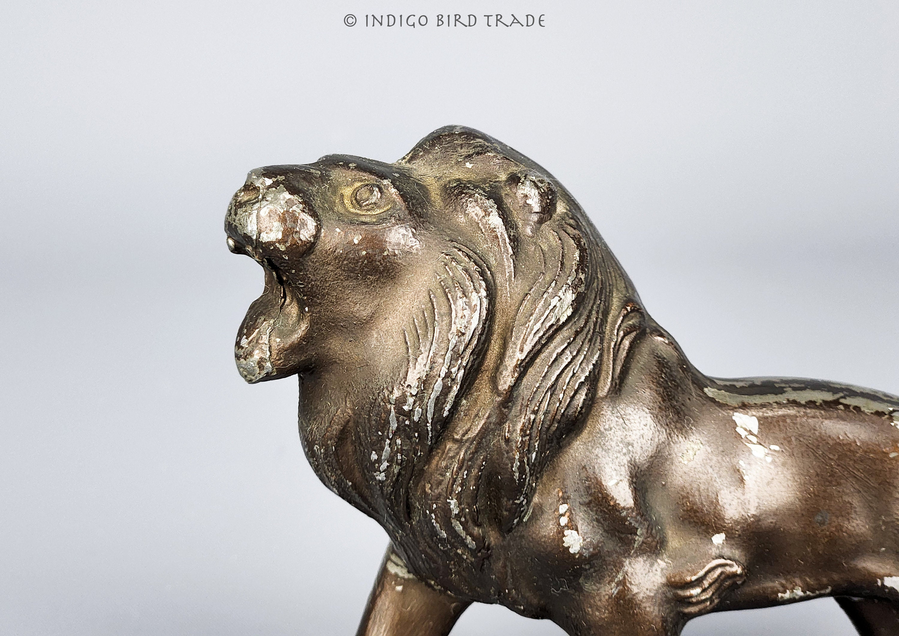 Vintage Art Deco Spelter Lion Statue | Antique Bronze Metal Lion ...