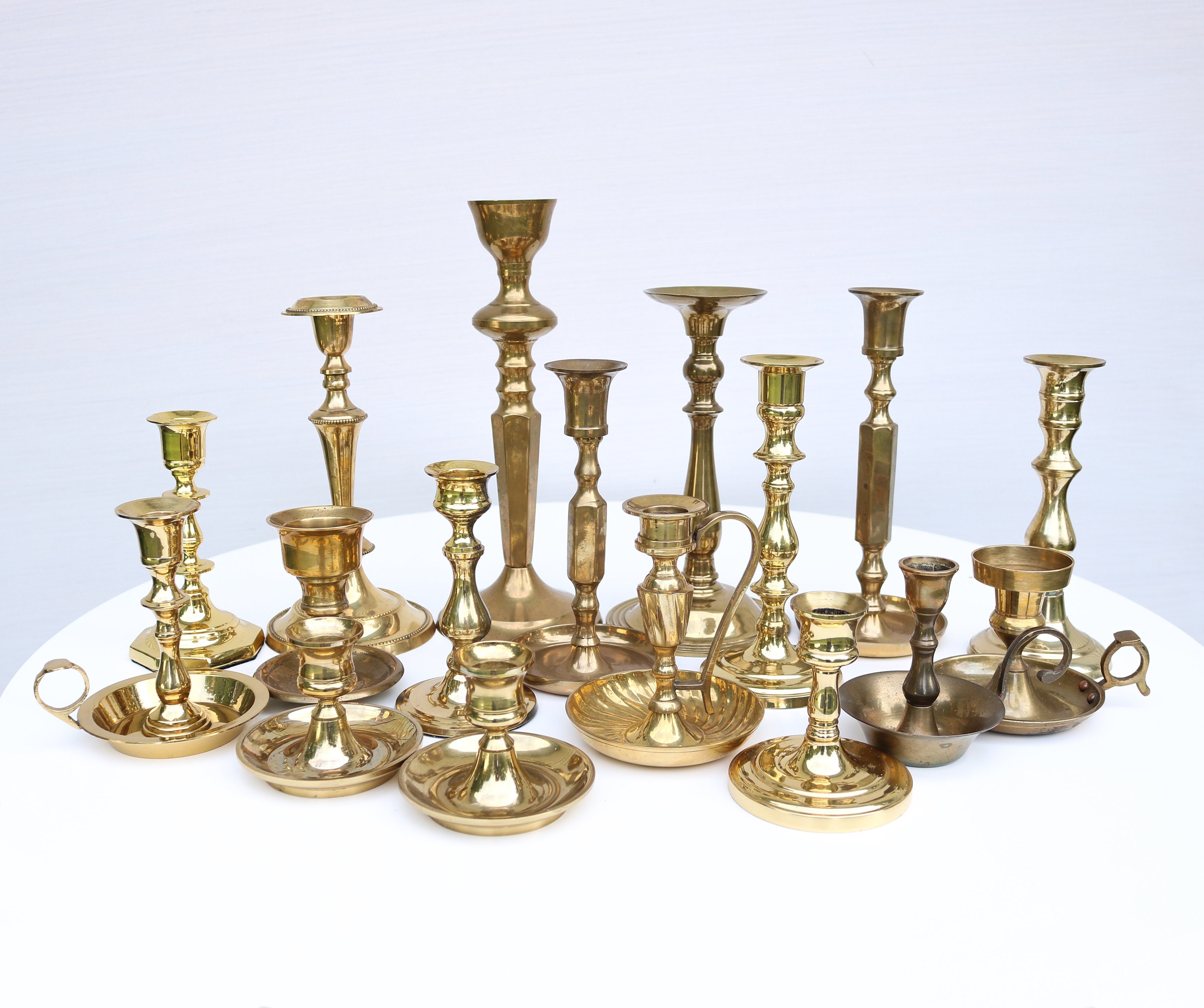 Collectibles Art & Collectibles A pair of vintage retro brass candle
