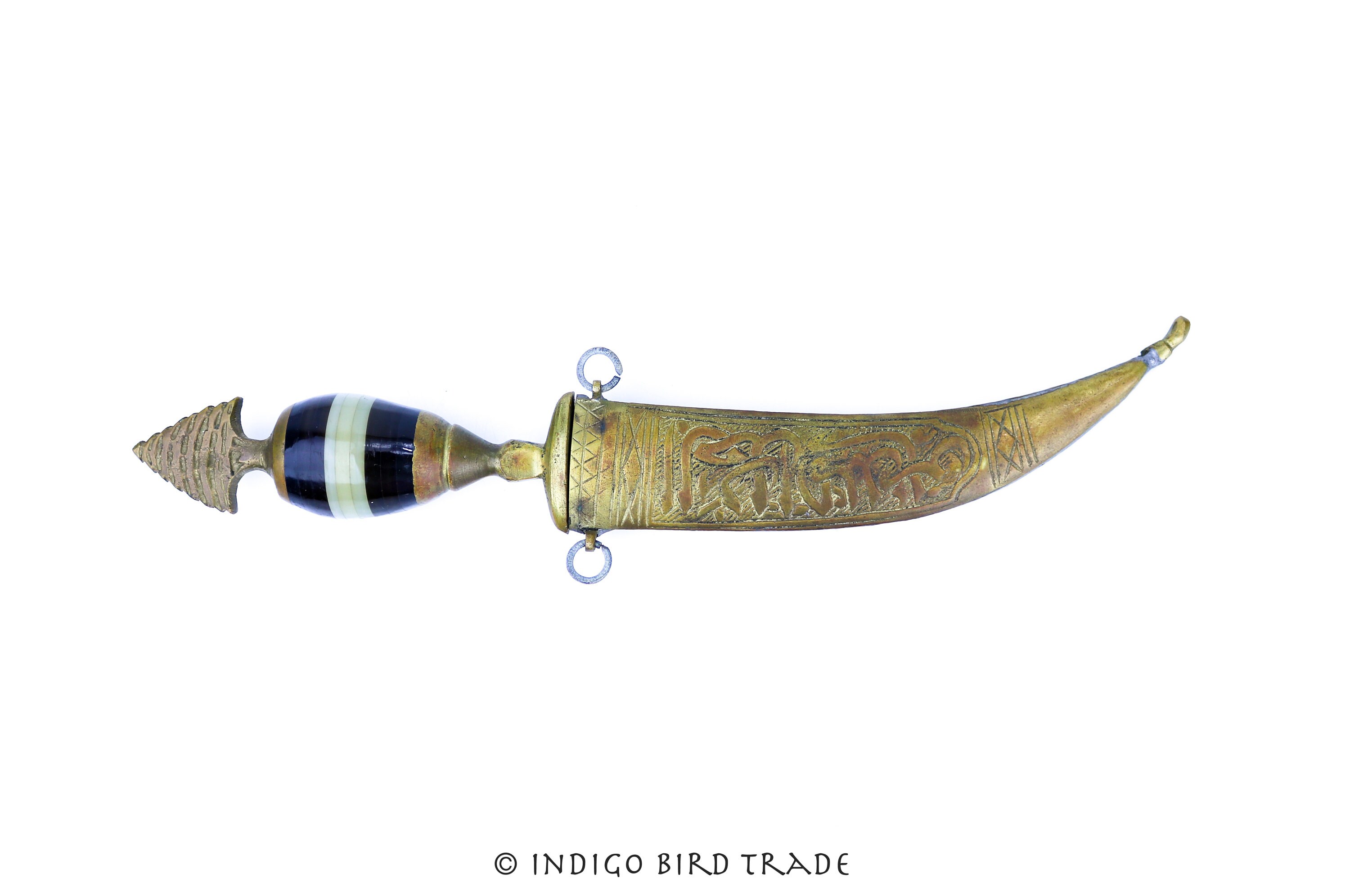Antique Arabian Brass Dagger Knife With Sheath | Vintage Jambiya ...