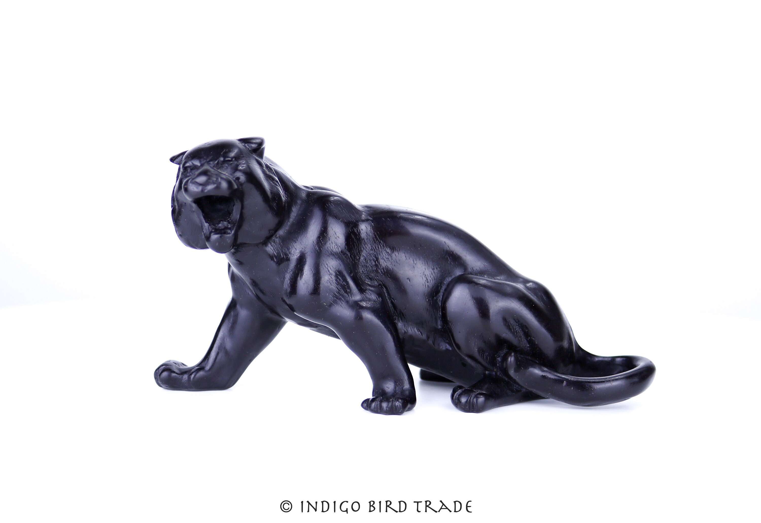 Vintage Black Panther Sculpture | Mid Century Plaster Panther