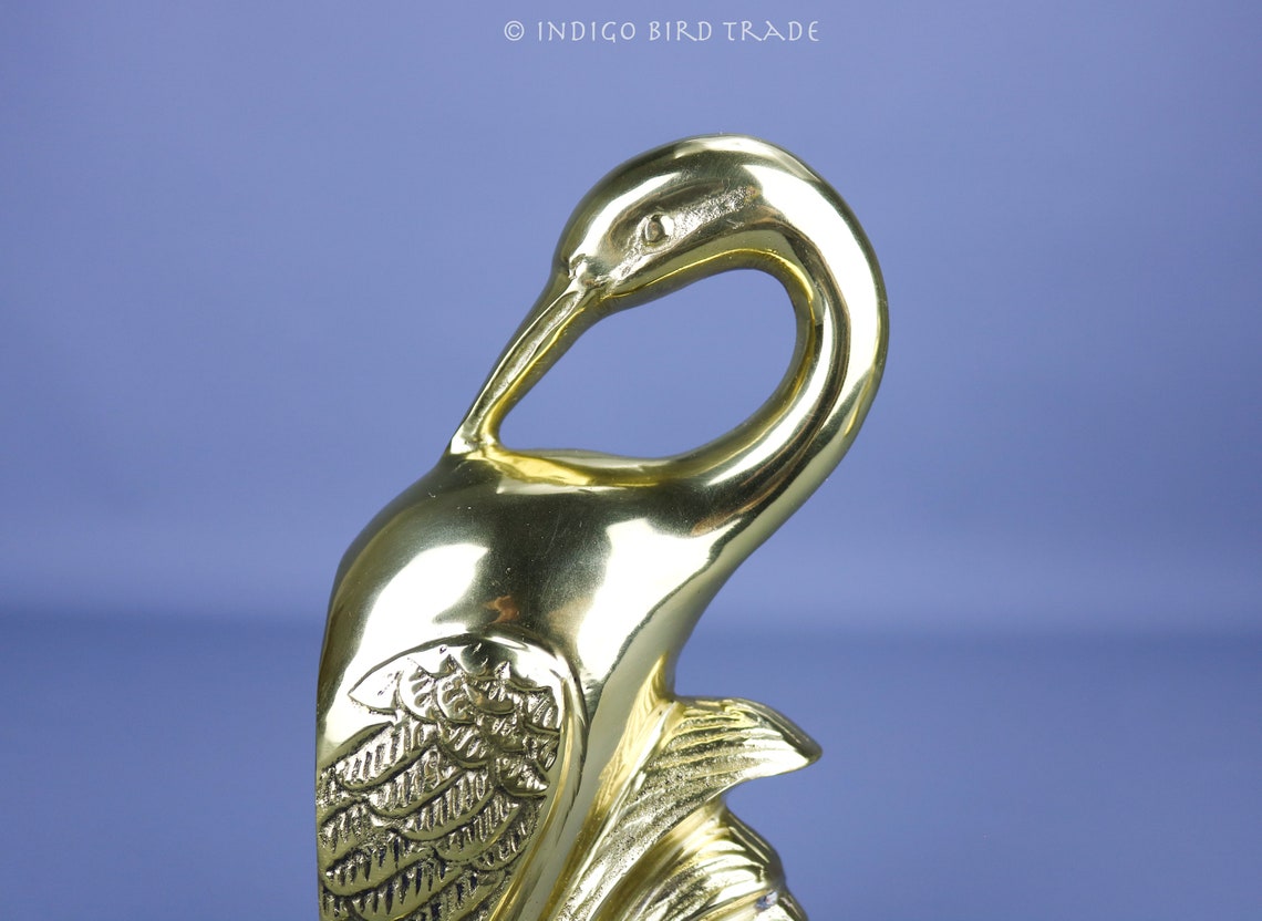 Pair of Vintage Art Deco Solid Brass Crane Bookends Antique Etsy