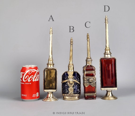 Antique Colorful Art Deco Moroccan Perfume Bottle Rose Water