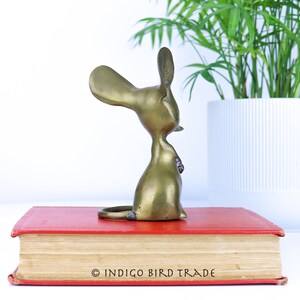 Lovely Brass Mouse Figurine Vintage | Mid Century Gold Metal Mickey Mouse Paperweight Statue | Animal Sculpture Minnie Mouse Christmas Gift image 3