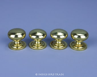 Set of 40 Vintage Solid Brass Cabinet Knobs | Mid Century Drawer Pulls Hardware Kitchen Cabinet Door Gold Metal Mushroom Round Handles