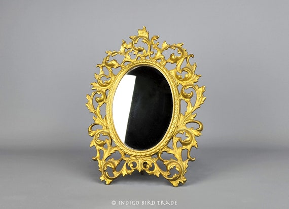 フランス ヴィンテージ 丸型ミラー アンティークゴールド