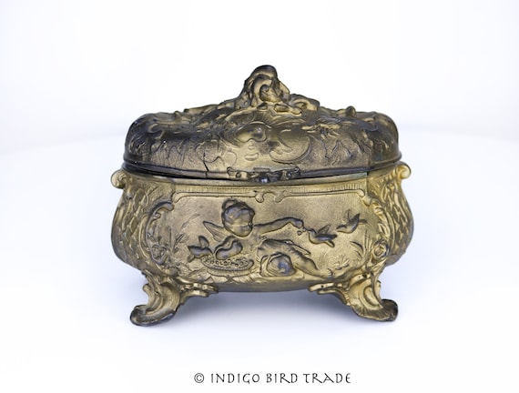 19th Century French Gilt Bronze Jewelry Box with C