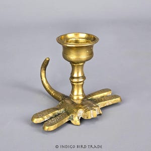 Vintage Brass Dragonfly Candlestick Holder | Gold Taper Insect Candle Holder | Mid Century Metal Bug Candleholder
