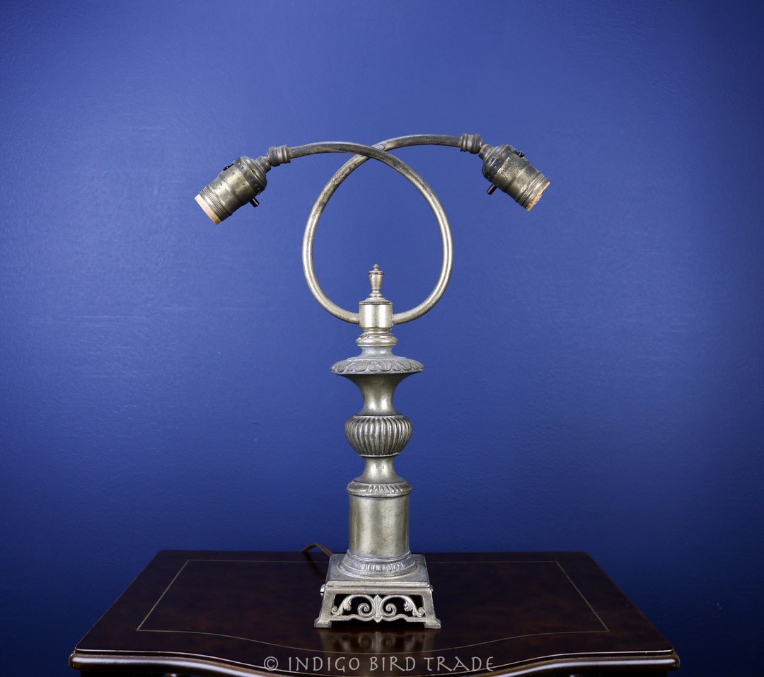 Antique French Double Arm Table Lamp Victorian Bronze Etsy