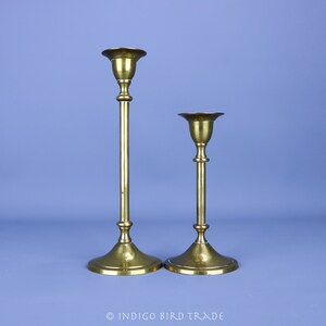 Pair of Vintage Brass Tulip Style Candlesticks | Mid Century Graduated Candle Holders | Oversized Tulip Candleholders Gold Metal Christmas