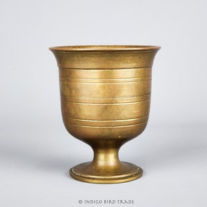 19th Century French Bronze Mortar | Antique Apothecary Mortar Jar Vintage Engraved Metal Mortar France Cup