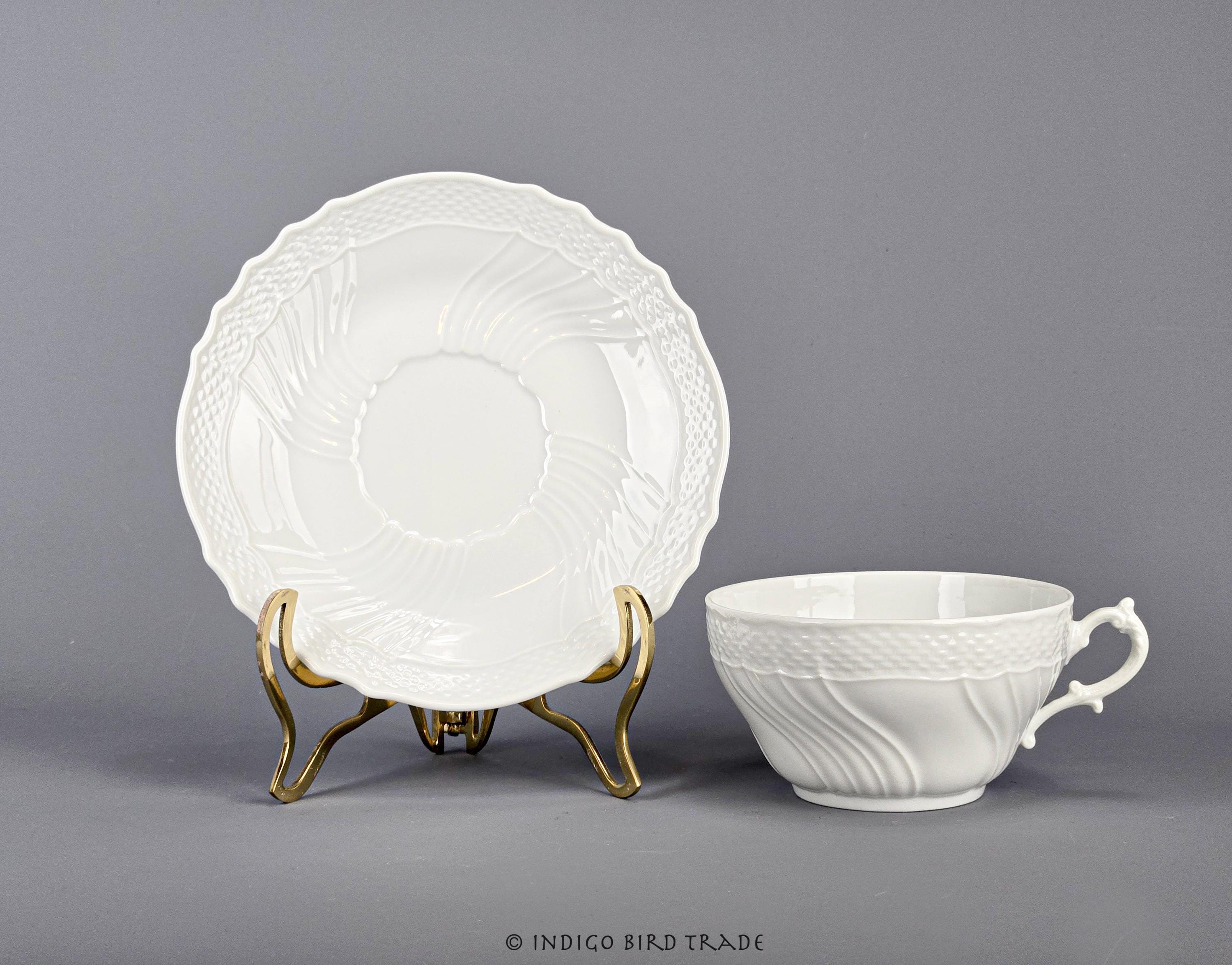 Vintage Italian Oversized White Porcelain Tea Cup and Saucer