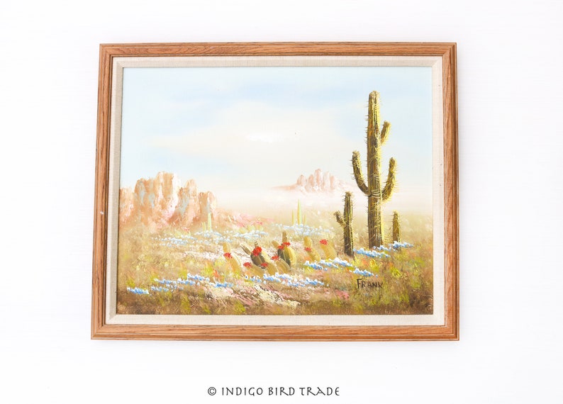 Vintage Oil on Canvas Desert Landscape Painting | Southwest Arizona ...