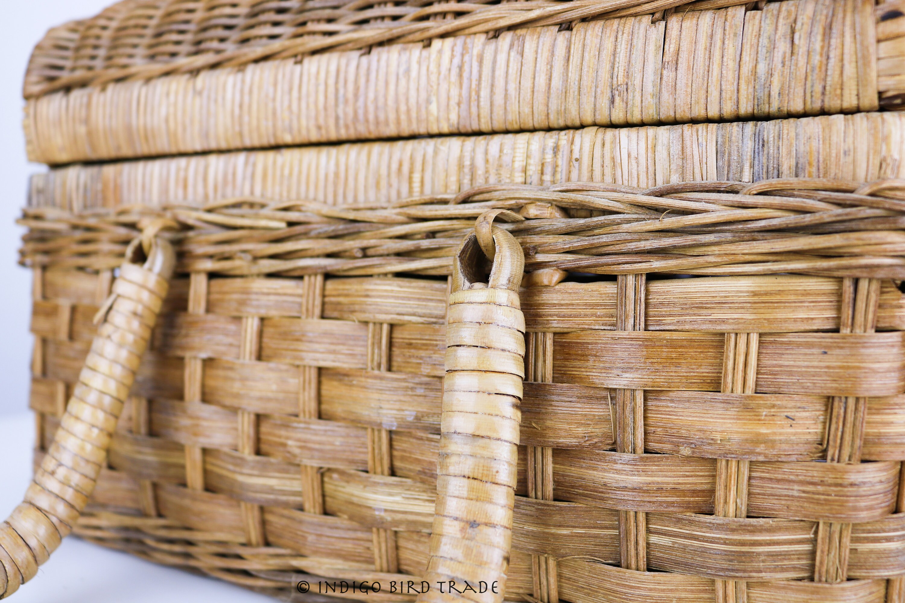 Panier de pique-nique en osier avec couvercle et poignée,panier de pique-nique tissé fait à la main,panier de rangement pour œufs Pâques, panier vide