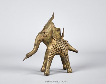 手作り真鍮のドクラ象、手作りのヴィンテージアートドクラ、象の彫刻