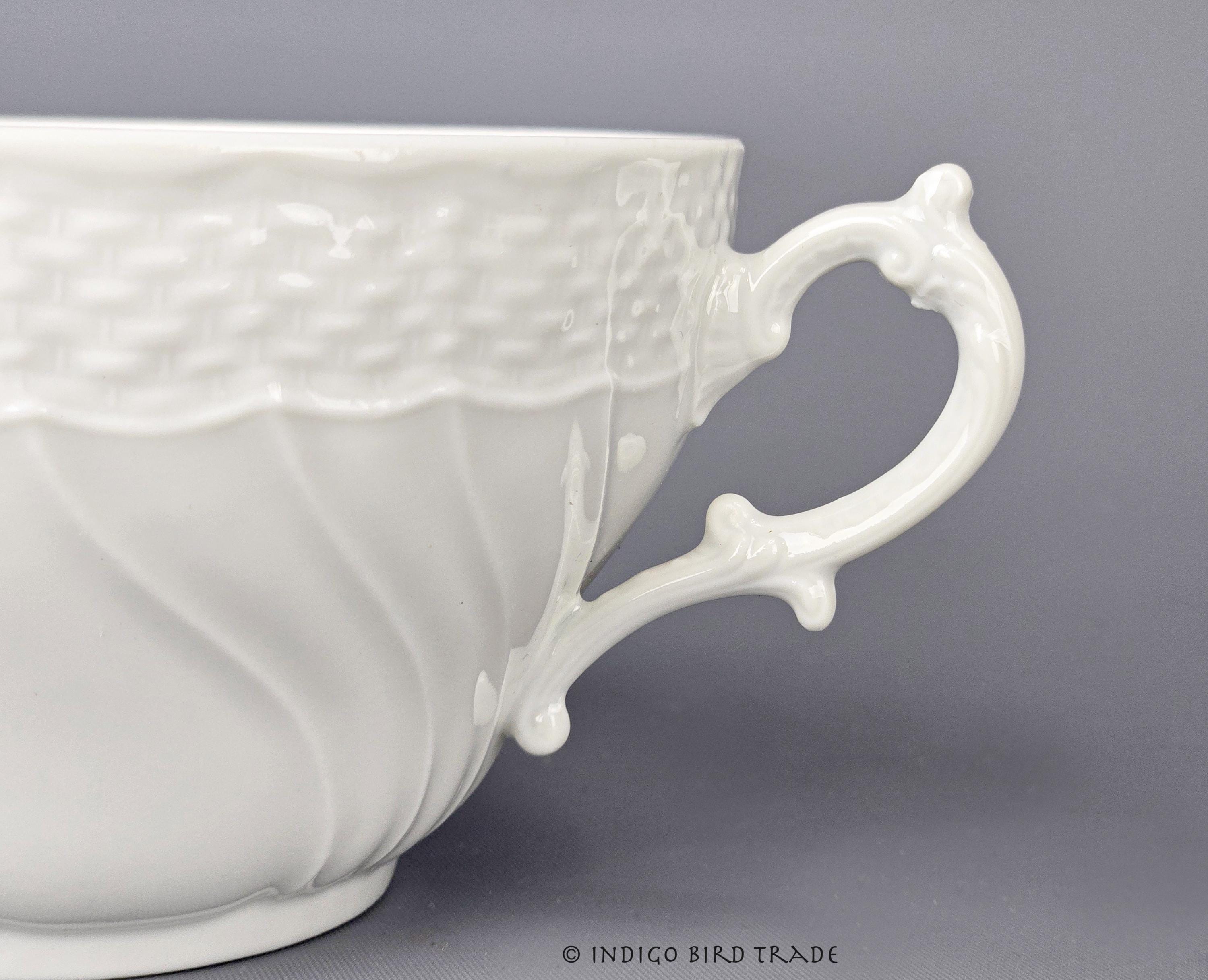 Vintage Italian Oversized White Porcelain Tea Cup and Saucer 