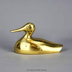 Vintage Solid Messing Ente Figur Briefbeschwerer | Mid Century Gold Metall Ente Skulptur Vogel Statue Figur Regal Dekor Geschenk Büro Accessoire
