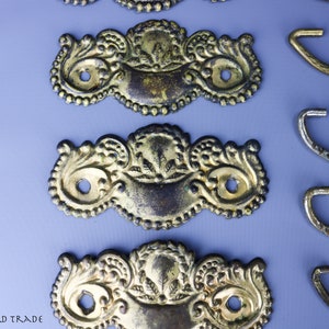 Set of Antique French Door Plaques Handles for DIY Projects | Vintage Drawer Pulls Cabinet Knobs | Victorian Ornate Door Hardware Farmhouse