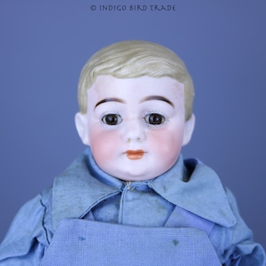 13&quot; Antique German Bisque Doll Boy by Cuno & Otto Dressel | Vintage American School Boy Porcelain Head Doll Old Poppy Doll Parian China Head