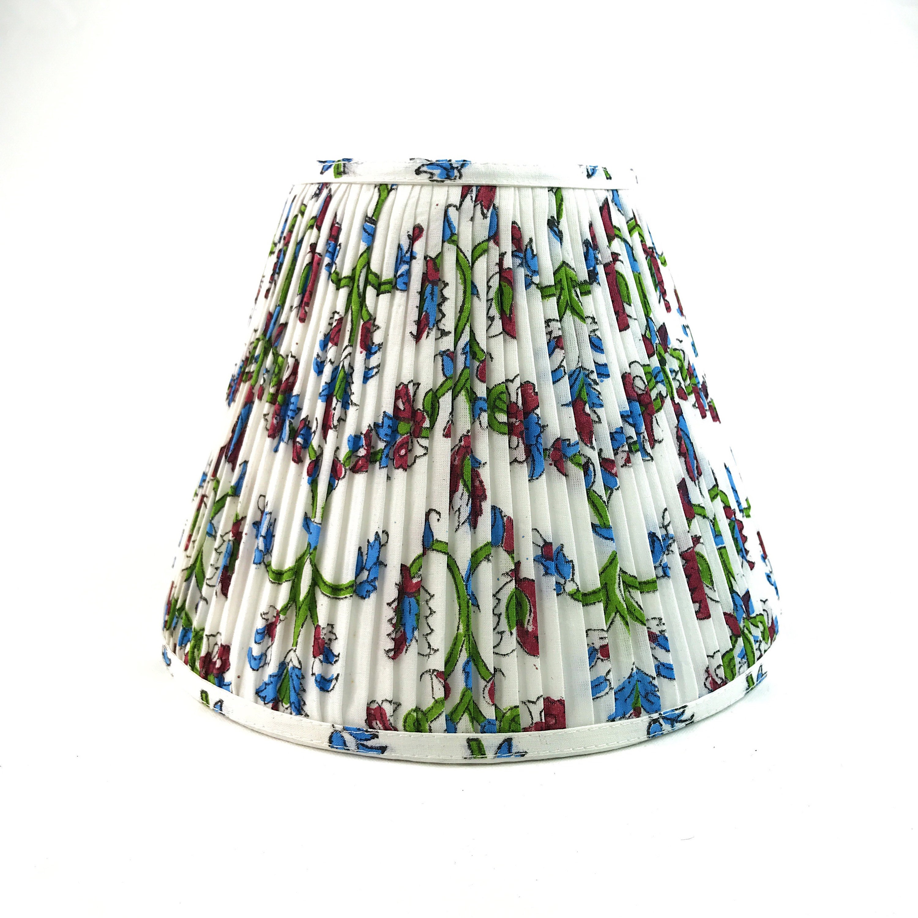 Fl White Blue Red Green Pleated Lampshade Gathered Sconce Chandelier Lamp Shade Home Decor Scrolls Flowers
