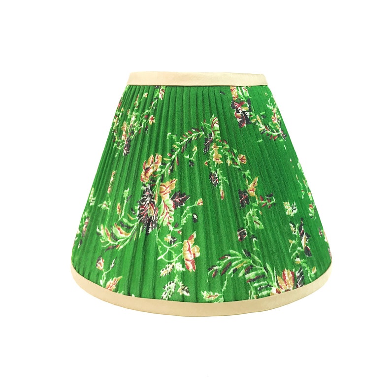 Emerald Green Silk Fl Pleated Lampshade With Antique Gold Trim Flowers Gathered Chandelier Sconce Handmade Lamp Shade