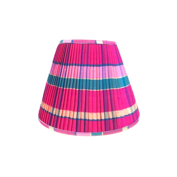 Silk Bright Pink Turquoise Pleated Lampshade Gathered Sconce Silk Bright Pink Turquoise Pleated, Pink And White Chandelier Lamp Shades