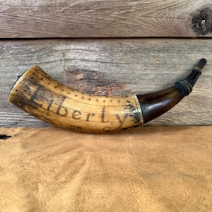 Liberty or Death Powder Horn. Fully Engraved. Revolutionary War Themed. Rustic Look!