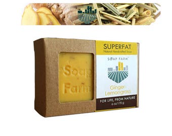 Superfat All Natural Handcrafted Soap 6 oz. Bar Ginger + Lemongrass