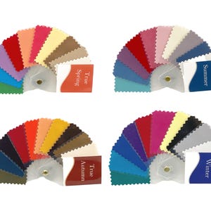 Color Palette Bundle: 10 Laminated Fabric Swatches for 16 Seasons - Seasonal Color Analysis Guide