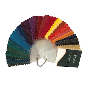 Deep (Dark) Autumn Color Palette: Laminierte Stoffmuster zur Farbmessung