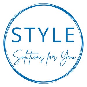May include: A blue circle with a white background and the text "STYLE Solutions for You" in a blue font.