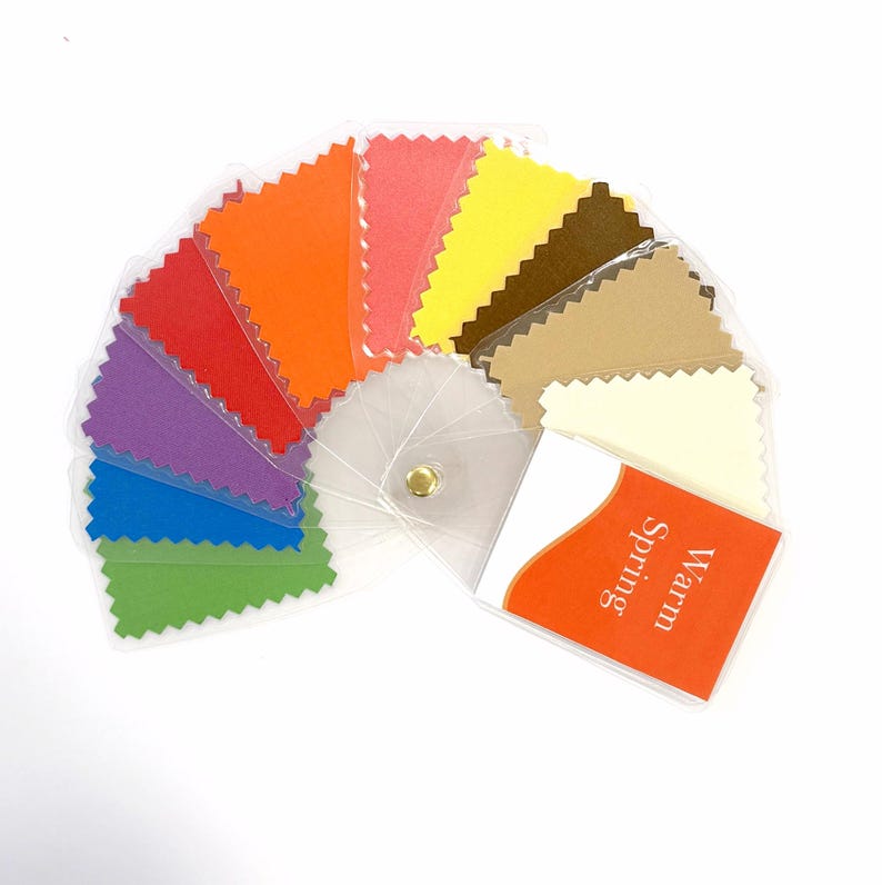 Warm Spring Color Palette: Laminated Fabric Swatches - Seasonal Color Analysis Guide 10 COLORS - SM SIZE
