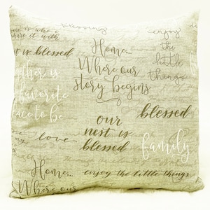 Blessed Home Pillow COVERS, Neutral Colors, Multiple Sizes, Envelope Finish, Beige
