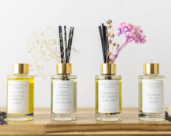 Essential Oil Reed Diffusers | Affirmation Diffusers | Luxury Home fragrance | Vegan friendly | Hand Poured | 100ml