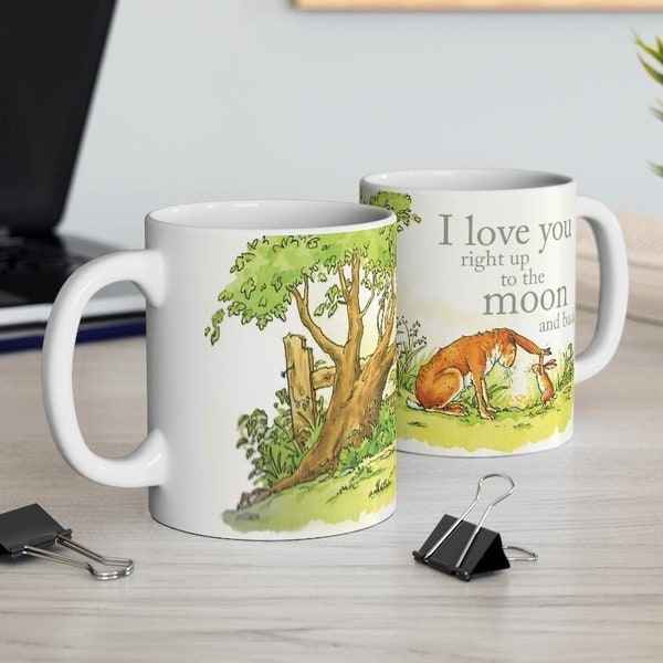 Guess How Much I Love You Mug 11 oz Love You to Right Up to the Moon and Back Bunnies Nutbrown Hare Wraparound Design v1